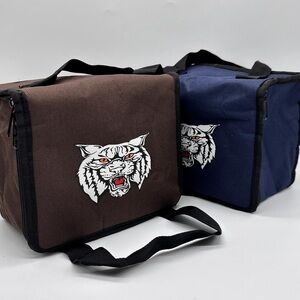 Set of 2 Insulated Lunch Bags Jaguar Reusable Cooler Tote Blue & Brown